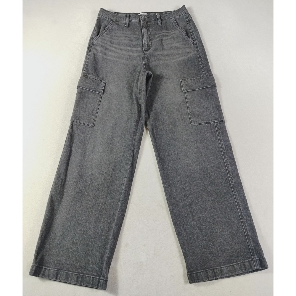 Cargo Jeans Women 8 Gray Wide Leg High Rise Straight Relaxed Skater Baggy Drapey